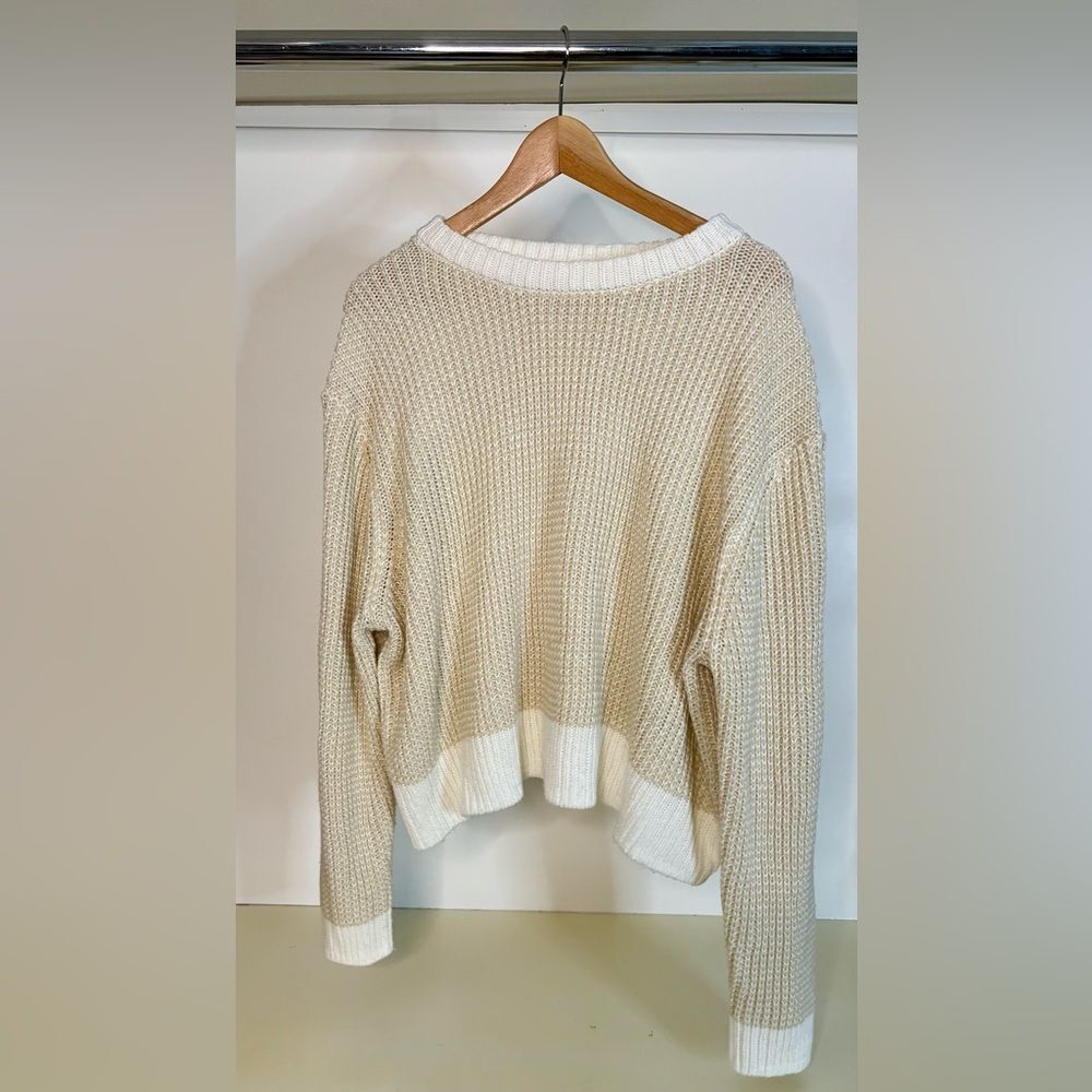 Beige and White Women's Sweater
